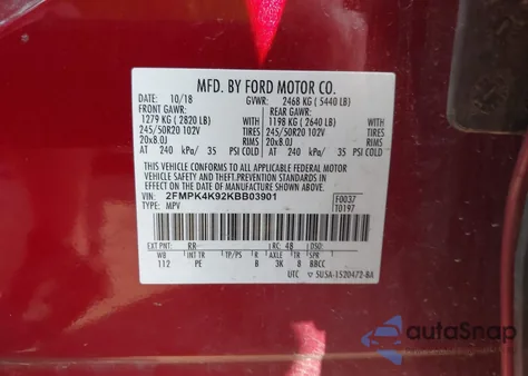 2019 Ford Edge Titanium from USA, damaged, VIN 2FMPK4K92KBB03901